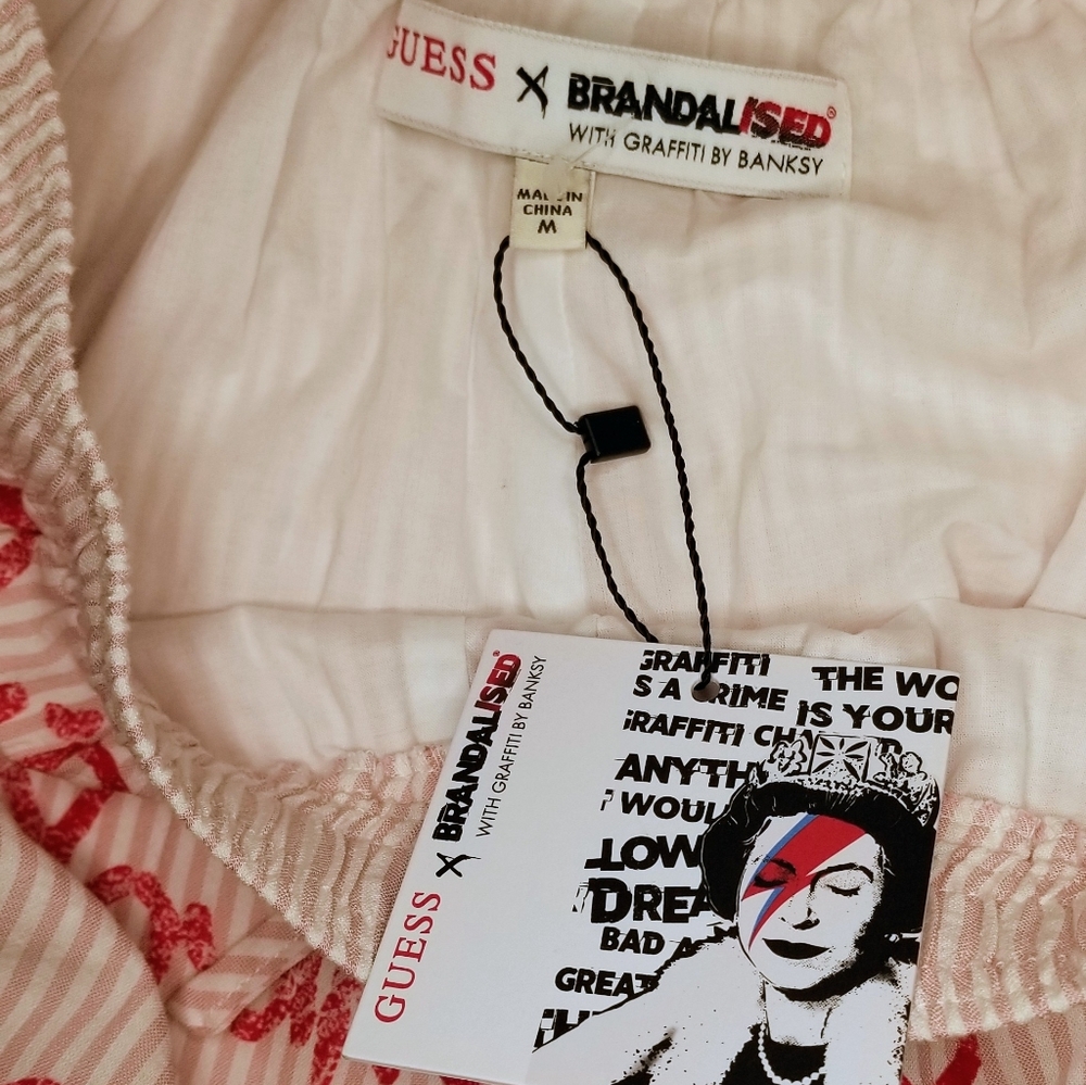 GUESS X BRANDALISED BANKSY COLAB Dream Big Stripe Shorts - Picture 14 of 14